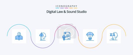 Téléchargez les illustrations : Digital Law And Sound Studio Blue 5 Icon Pack Including defence. proteced ideas. habit. law. digital - en licence libre de droit