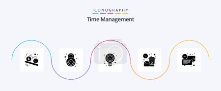 Illustration for Time Management Glyph 5 Icon Pack Including food. break. secure. light bulb. idea - Royalty Free Image