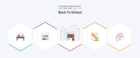 Téléchargez les illustrations : Back To School 25 Flat icon pack including . education. student. back to school. ruler - en licence libre de droit