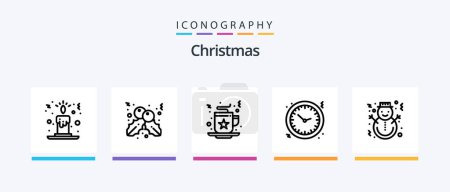 Illustration for Christmas Line 5 Icon Pack Including lights. christmas. star. bulb. microphone. Creative Icons Design - Royalty Free Image