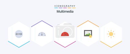 Ilustración de Multimedia 25 Flat icon pack including . speed. . brightness - Imagen libre de derechos