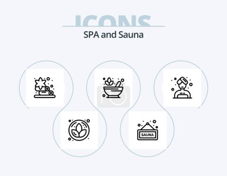 Illustration for Sauna Line Icon Pack 5 Icon Design. . lotus. - Royalty Free Image