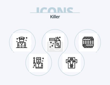 Téléchargez les illustrations : Killer Line Icon Pack 5 Icon Design. business. killer. bed. halloween. penalty - en licence libre de droit