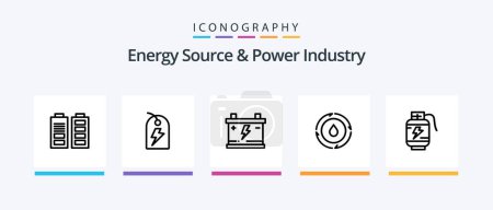 Ilustración de Energy Source And Power Industry Line 5 Icon Pack Including nature. water. light bulb. energy. lab. Creative Icons Design - Imagen libre de derechos