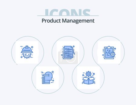 Téléchargez les illustrations : Product Management Blue Icon Pack 5 Icon Design. ok. document. package. delivery. engineering - en licence libre de droit