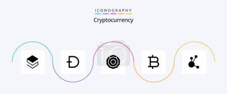 Téléchargez les illustrations : Cryptocurrency Glyph 5 Icon Pack Including bitcoin . crypto currency. crypto . crypto . komodo - en licence libre de droit