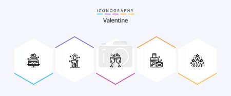 Illustration for Valentine 25 Line icon pack including love. love. candle. day. valentine - Royalty Free Image