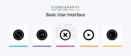 Téléchargez les illustrations : Basic Glyph 5 Icon Pack Including back. set. navigation. play. basic. Creative Icons Design - en licence libre de droit