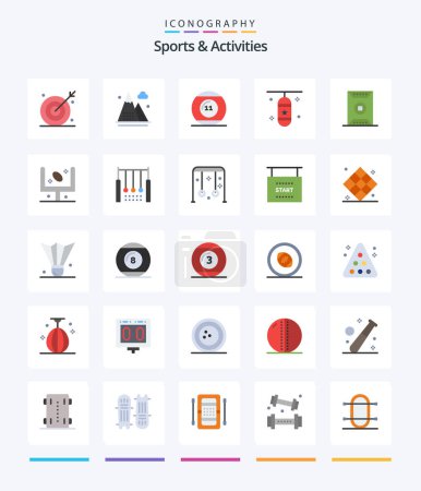 Ilustración de Creative Sports & Activities 25 Flat icon pack  Such As punching box. boxing bag. mountains. sports. game - Imagen libre de derechos