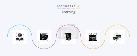 Ilustración de Learning Glyph 5 Icon Pack Including question. answer. certification. formula. board - Imagen libre de derechos