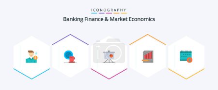 Ilustración de Banking Finance And Market Economics 25 Flat icon pack including analysis. business. break. board. presentation - Imagen libre de derechos