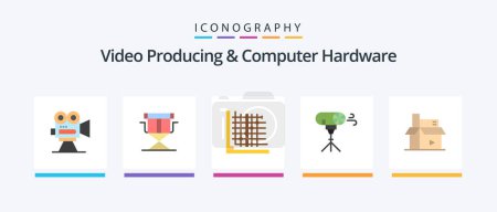 Illustration for Video Producing And Computer Hardware Flat 5 Icon Pack Including special. photo. foldable. effects. form. Creative Icons Design - Royalty Free Image