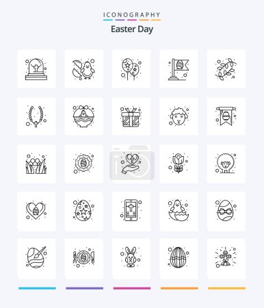 Téléchargez les illustrations : Creative Easter 25 OutLine icon pack  Such As nature. catkin. event. buds. egg - en licence libre de droit