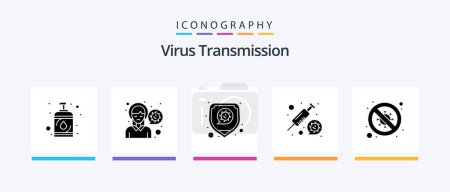 Ilustración de Virus Transmission Glyph 5 Icon Pack Including diagnosis. vaccine. disease. syring. coronavirus. Creative Icons Design - Imagen libre de derechos