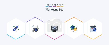 Illustration for Marketing Seo 25 FilledLine icon pack including configure. global. disability. communication. screen - Royalty Free Image