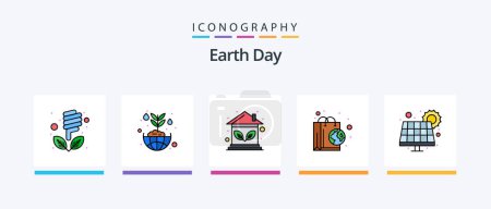 Illustration for Earth Day Line Filled 5 Icon Pack Including flower. party. earth. green. earth. Creative Icons Design - Royalty Free Image