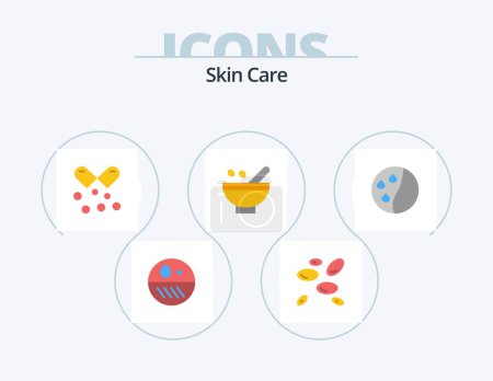 Illustration for Skin Flat Icon Pack 5 Icon Design. organic. medicinal herbs. oil. herbs. omega pills - Royalty Free Image