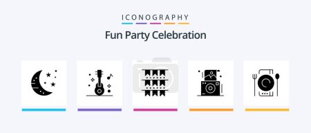 Téléchargez les illustrations : Party Glyph 5 Icon Pack Including catering. polaroid. american. photography. camera. Creative Icons Design - en licence libre de droit