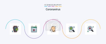 Ilustración de Coronavirus Line Filled Flat 5 Icon Pack Including security. corona. online. bacteria. cough - Imagen libre de derechos