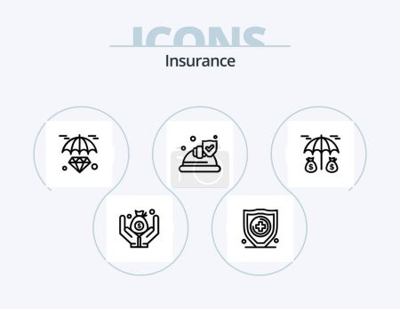 Illustration for Insurance Line Icon Pack 5 Icon Design. . safe. insurance. insurance. protection - Royalty Free Image
