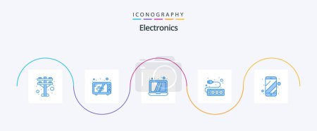 Illustration for Electronics Blue 5 Icon Pack Including . electronic. technology. phone. cell phone - Royalty Free Image