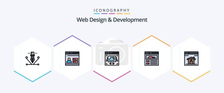Ilustración de Web Design And Development 25 FilledLine icon pack including design. home. web page. web. site - Imagen libre de derechos