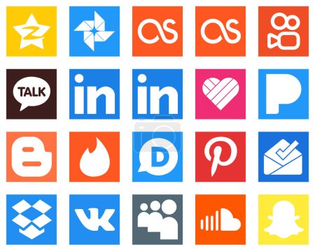 Illustration for 20 Simple Social Media Icons such as dropbox; pinterest; professional; disqus and blog icons. High resolution and editable - Royalty Free Image