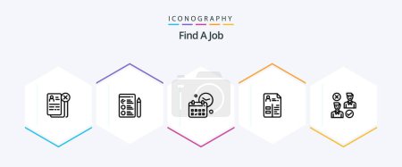 Ilustración de Find A Job 25 Line icon pack including group. job. calendar. cv. job - Imagen libre de derechos