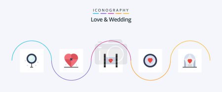 Illustration for Love And Wedding Flat 5 Icon Pack Including lover. heart. love. wedding. honeymoon - Royalty Free Image