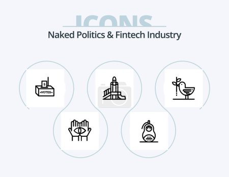 Téléchargez les illustrations : Naked Politics And Fintech Industry Line Icon Pack 5 Icon Design. opponent. hostage. election. vote. law - en licence libre de droit