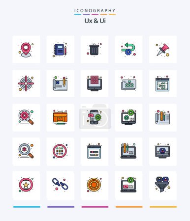 Illustration for Creative Ux And Ui 25 Line FIlled icon pack  Such As pin. attach. dustbin. process. agile - Royalty Free Image
