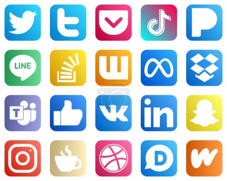 Ilustración de All in One Social Media Icon Set 20 icons such as dropbox. meta. pandora. wattpad and stock icons. High definition and unique - Imagen libre de derechos