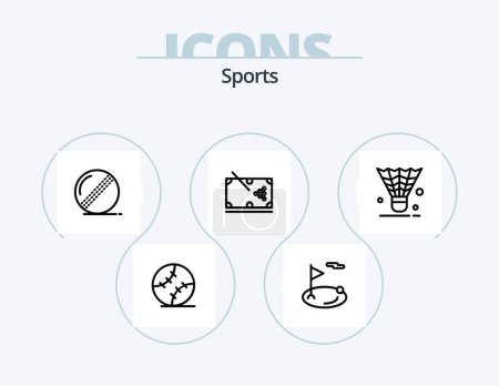 Illustration for Sports Line Icon Pack 5 Icon Design. hole. flag. goal keeper. net. court - Royalty Free Image