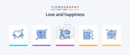 Téléchargez les illustrations : Love Blue 5 Icon Pack Including party. heart. postcard. romantic. moon. Creative Icons Design - en licence libre de droit