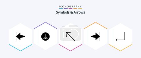 Téléchargez les illustrations : Symbols and Arrows 25 Glyph icon pack including . arrow. . back - en licence libre de droit