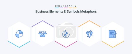 Ilustración de Business Elements And Symbols Metaphors 25 Blue icon pack including agreement. sucess. puzzle. crystal. joint - Imagen libre de derechos