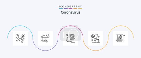Illustration for Coronavirus Line 5 Icon Pack Including news. travel. banned travel. transmission. infection - Royalty Free Image