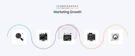 Téléchargez les illustrations : Marketing Growth Glyph 5 Icon Pack Including success. marketing. growth. growth. graph - en licence libre de droit