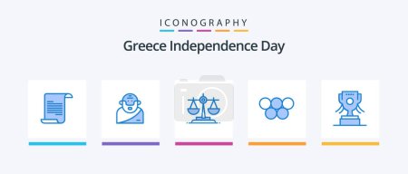 Téléchargez les illustrations : Greece Independence Day Blue 5 Icon Pack Including . cup. ireland. award. greek. Creative Icons Design - en licence libre de droit