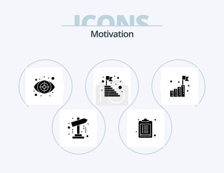 Téléchargez les illustrations : Motivation Glyph Icon Pack 5 Icon Design. growth. success. eye. steps. top - en licence libre de droit