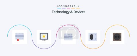 Téléchargez les illustrations : Devices Flat 5 Icon Pack Including plug. cord. devices. products. electronics - en licence libre de droit