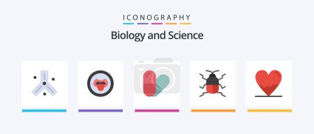Illustration for Biology Flat 5 Icon Pack Including lab. biology. pill. beat. insect. Creative Icons Design - Royalty Free Image