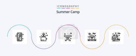 Illustration for Summer Camp Line 5 Icon Pack Including motorhome. camper. picnic. tent. camping - Royalty Free Image