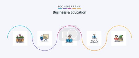 Ilustración de Business And Education Line Filled Flat 5 Icon Pack Including organization. team. graph. business man. doctor - Imagen libre de derechos