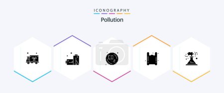 Illustration for Pollution 25 Glyph icon pack including . production. waste. pollution. pollution - Royalty Free Image