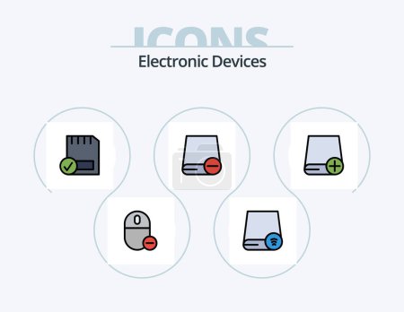 Téléchargez les illustrations : Devices Line Filled Icon Pack 5 Icon Design. gadget. computers. hardware. hardware. devices - en licence libre de droit