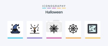 Illustration for Halloween Line Filled 5 Icon Pack Including halloween. horror. had. halloween trident. eve. Creative Icons Design - Royalty Free Image