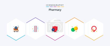 Téléchargez les illustrations : Pharmacy 25 Flat icon pack including place holder. band. health. 3d. pharmacy - en licence libre de droit