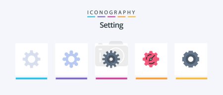Ilustración de Setting Flat 5 Icon Pack Including universal. job. wheel. general. timer. Creative Icons Design - Imagen libre de derechos