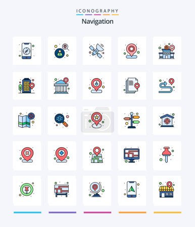 Illustration for Creative Navigation 25 Line FIlled icon pack  Such As police. building. satellite. map. gps - Royalty Free Image